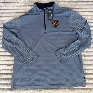 *NWT* Atlanta United FC Blue Striped Quarter-Zip Pullover